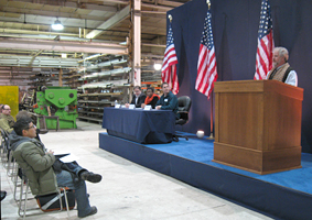 Podium from which Obama spoke