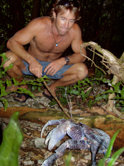 The author with crawling crabs